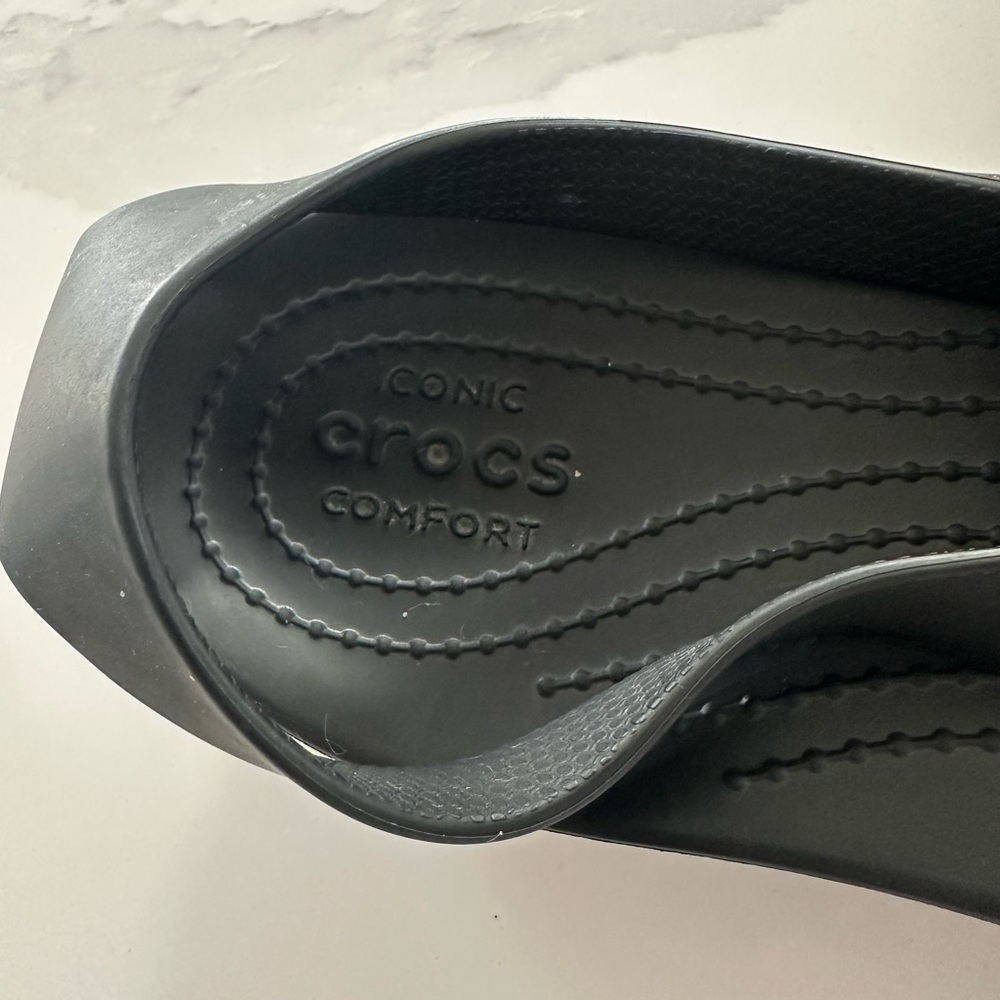CROCS Serena Black Women's Open-Toe Slingback Sandals - Picture 4 of 11